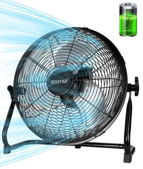 Bs-12b Beestar Battery Operated Fan Rechargeable Floor Metal Blade Run Up To 30 Hours