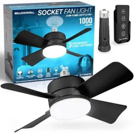 2299qph Bell Howell 15.7 Inch Indoor Matte Black Led Socket Ceiling Fan With Remote