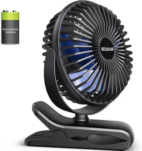 Beskar 313037489435 Portable Clip On Fan Rechargeable 4 Speeds Small Battery Operated Fans