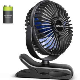 B0cxm7dt83 Beskar Portable Clip On Fan Rechargeable 4 Speeds Battery Usb Operated Desk