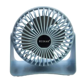 Zls-e260 Beskar Usb Small Portable Desk Fan 3 Speed Setting Blue Strong Airflow Quiet
