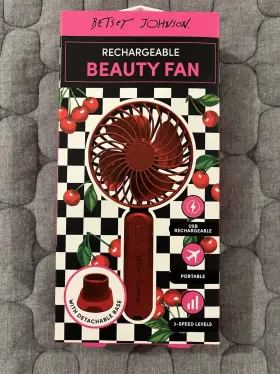 Betsey Johnson 849525144109 Red Rechargeable 3-speed Portable Travel Beauty Fan - New