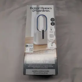 81464502003 Better Homes & Gardens And 11.8 Inch Rechargeable Portable Fan White With Led Lights