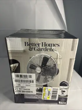 Better Homes & Gardens 894192001596 And 9.6 Inch 3-speed Black Retro Metal -head Oscillatingtable Fan #2