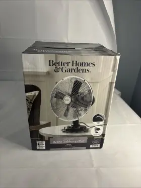 Better Homes & Gardens 894192001596 And 9.6 Inch 3-speed Black Retro Metal -head Oscillatingtable Fan