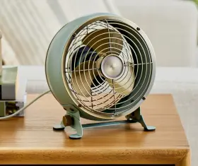 Better Homes & Gardens 894192005303 And Retro 5 Inch 3-speed All Metal Tiltable Drum Fan Usb Sage New