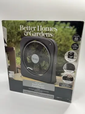 Bhs136111442002 Better Homes & Gardens 9 Inch Fan Dual Power Portable Indoor/outdoor 3 Speeds Camping Cord Or Battery