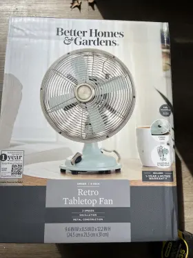 Bhs136163273004 Better Homes & Gardens And 8 Inch Retro Tabletop Fan Sage 3 Speeds Oscillation New
