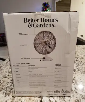 Bhs436163273001 Better Homes & Gardens And 8 Inch Retro Tabletop Fan Cream 3 Speeds Oscillation New #2