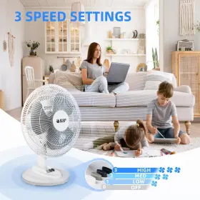 Beyond Breeze 791541417371 Oscillating Table Fan Quiet 3speed 12inch Adjustable Tilt With Safety Grill #3