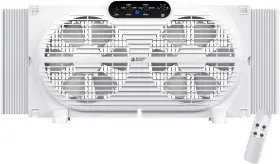 Wf330r-ec Beyond Breeze Twin Window Fan With 9 Inch Remote Control Safety Alarm White