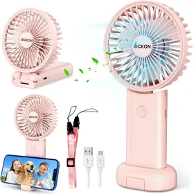 Bickon 975075045314 Handheld Fan Portable With Usb Rechargeable Battery 3 Adjustable Speed