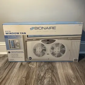 Bionaire 053891143424 New Digital Window Fan 3 Speed White With Remote Control