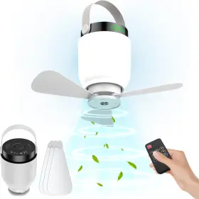Lb-7017 Biulazyda Rechargeable Camping Fan With Led Lantern 2 In 1 Portable Small Ceiling Wit