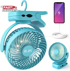Blbs 445010667622 Clip On Fan 65hrs Camping With Led Light 12000mah Battery Operated Fans And P
