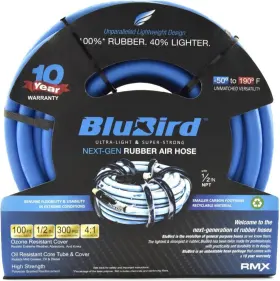 Blbrd13100 Blubird Mangueira De Ar Borracha Bb12100 1/2 Inch X 100ft 100% Mais Le