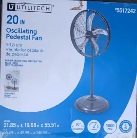 Hvosf-20s Blue Blower Professional Utilitech Indoor 20 In Oscillating Pedestal Fan 5517242 New