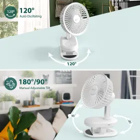 Fan4 Bovisbws 617748870286 Usb Clip On In 1 Oscillating Desk Fan 4000mahup To 18h 6inch Rechargeable #2