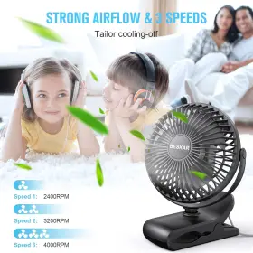 Zls-e300 Branded01 Small Clip On Fan 3 Speeds Usb With Strong Airflow And Desk Plu #2