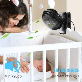 Zls-e300 Branded01 Small Clip On Fan 3 Speeds Usb With Strong Airflow And Desk Plu #3