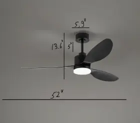 30007-bk Breezary Sawyer 52 Inch Integrated Led Indoor Black Ceiling Fans With Light And Remote Conr #2