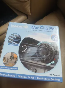 03876 Breeze It Car/desk Clip Fan Usb Multi Speed Flexible Gooseneck Silicone Black