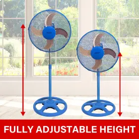 F-12smbl-u-b Brentwood 3 Speed Oscillating 12 Inch Adjustable Stand Fan Blue Used #3