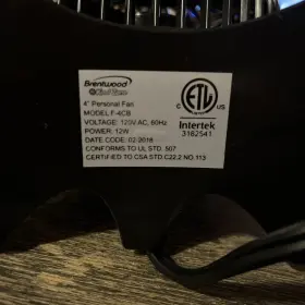 F-4cb Brentwood 4 Inch Small Metal Personal Fan Tilting Mini #2