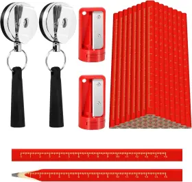 1324252222 Broan 100 Pcs Carpenter Pencils With 2 Sharpeners And Retractable Holders Octagonal