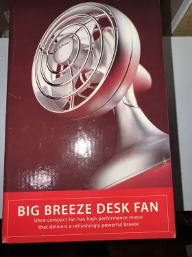 Brookstone 400002625353 Big Breeze Desk Fan Metal Chrome Tested Works Great Batt.or Ac