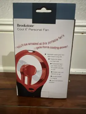 854201 Brookstone Cool It Red Personal Fan Nib Batteries Included #2