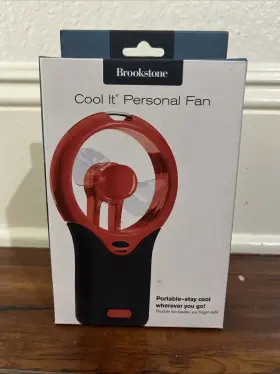 854201 Brookstone Cool It Red Personal Fan Nib Batteries Included