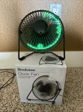 895528 Brookstone Clock Fan Led With Usb Power Cord And Supply. Pov