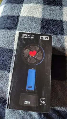Wef002-bt21-ta Bt21 Handy Fan Tata Rechargeable Handheld Portable Blue 3 Speeds