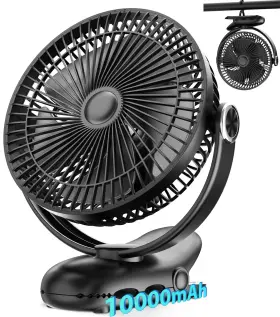 Buteest 750803644504 10000mah 30hrs Clip On Fan Rechargeable 8 Inch Portable Golf Cart Batte