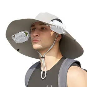 63977715 Byrotson 001753553895 Mens Sun Hat With 2 Fan Summer Cooling Wide Brim Bucket Beach Garde