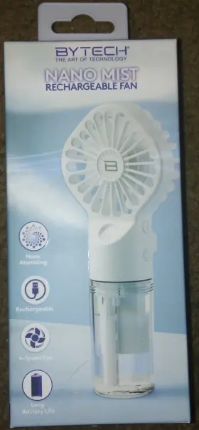 By-mc-fn-115-wt Bytech Nano Mist - Rechargeable Nano-atomizing Fan For Ultimate Cooling Multi-speed