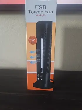 Cactus Instruments 737655537239 Portable Personal Usb Mini Tower Fan 45 .tilt Led Lights For Desktop 2 Speed Nib