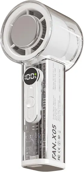 Wt-x05 Caronsort Transparent Portable Handheld Fan 16000rpm Powerful Turbo Mini White