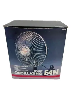 Carrand Companies 048374300500 12volt Oscillating Fan 90 Degree Motion Chrome Plated 6 Inch Blade