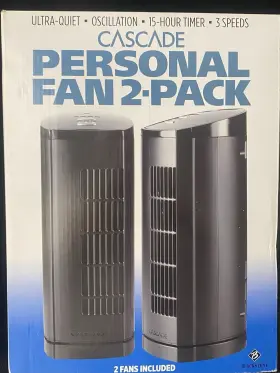15-hour-timer Cascade 1187363 2 Pack Personal Fan Ultra-quiet 3 Speed Oscillation