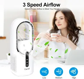 Cq63203 Caynel 11.8 Inch Portable Bladeless Desktop Personal Fan For Home Office And Bedroom White