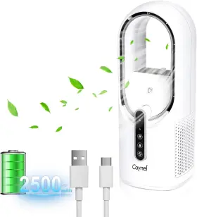 F63203 Caynel White Portable Bladeless Desktop Personal Fan 11.8 Inch With 7colors Ambient Light