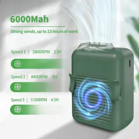 Cazokasi 715748962564 Wearable Portable Waist Clip Fan Personal Body Super Powerful 6000mah Upt #2
