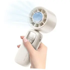 Cheerio 704090405829 Portable Ice Cooling Handheld Fan 4000mah Rechargeable Foldable Beige