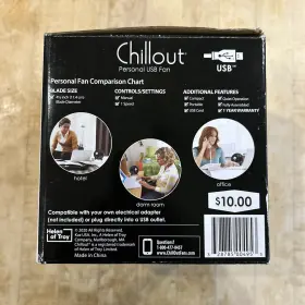 Chillout 328785004953 Usb Ac Adapter Personal Fan Black 4.5 Inch Diameter 1 Speed Quiet #2