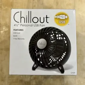 Chillout 328785004953 Usb Ac Adapter Personal Fan Black 4.5 Inch Diameter 1 Speed Quiet