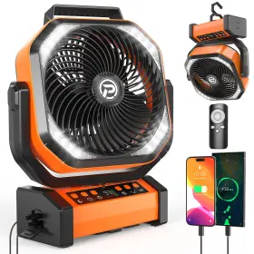 Cmyfato 710638946716 Camping Fan With Led Lantern 20000mah Rechargeable Battery - Orange