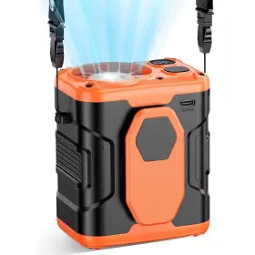 F005l Coldsky 10000mah Portable Waist Fan With Power Bank Led Lighting Hanging Neck 5 Spee