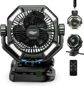 Hy-8196s Coldsky Camping Fan With Dual Motor 20000mah Clip Green Clip-on
